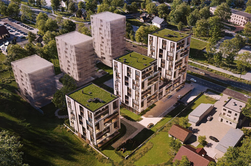 widok na budynki mieszkalne z lotu ptaka